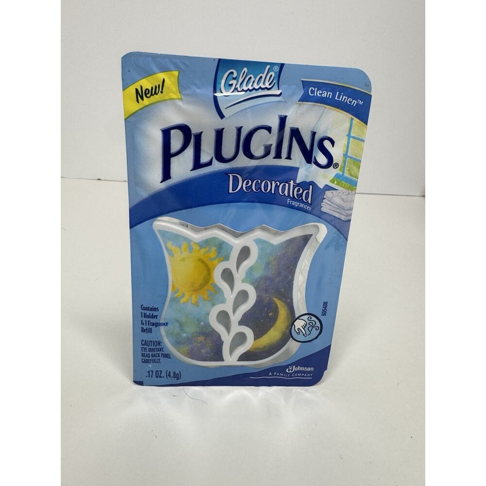 Glade Plug In Gel Warmer Decorated Sun Moon Clean Linen Refill 2005 Y2K New